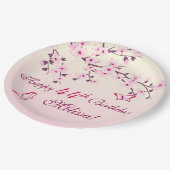 Floral Cherry Blossom Birthday Party Papieren Bordje (Gekanteld)