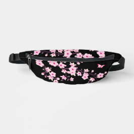 Floral Cherry Blossom Black Roze Monogram Heuptasje