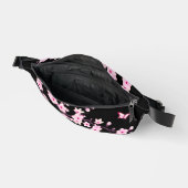Floral Cherry Blossom Black Roze Monogram Heuptasje (Open)