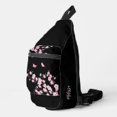 Floral Cherry Blossom Black Roze Monogram Sling Bag (Rechterhoek)