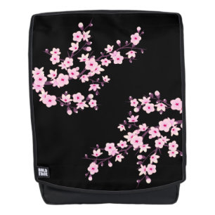 Floral Cherry Blossom Black Roze Rugtassen