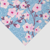 Floral Cherry Blossom Blue Glitter Tissuepapier (Detail)