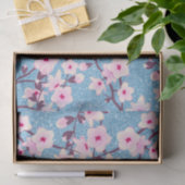 Floral Cherry Blossom Blue Glitter Tissuepapier (Geschenk)