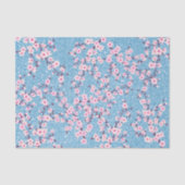 Floral Cherry Blossom Blue Glitter Tissuepapier (Voorkant)