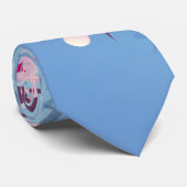 Floral Cherry Blossom Blue Pink Stropdas (Opgerold)