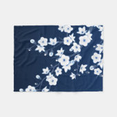 Floral Cherry Blossom Blue White Fleece Deken (Voorkant (Horizontaal))