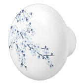 Floral Cherry Blossom Blue White Keramische Knop (Rechts)