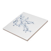 Floral Cherry Blossom Blue White Tegeltje (Zijkant)