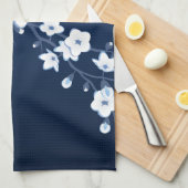 Floral Cherry Blossom Blue White Theedoek (Quarter Fold)