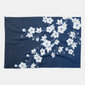 Floral Cherry Blossom Blue White Theedoek (Horizontaal)
