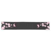 Floral Cherry Blossom Butterflies Pink Black Lange Tafelloper (Horizontaal)