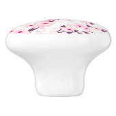 Floral Cherry Blossom Butterflies Pink White Keramische Knop (Zijkant)