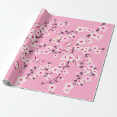 Floral Cherry Blossom Butterflies Wrapingpapier Cadeaupapier (Uitgerold)