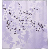 Floral Cherry Blossom Classic Paars Douchegordijn (Voorkant)