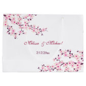 Floral Cherry Blossom Custom Wedding Groot Cadeauzakje (Achterkant)