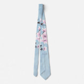 Floral Cherry Blossom Dusky Pink Bleek Blue Stropdas (Achterkant)