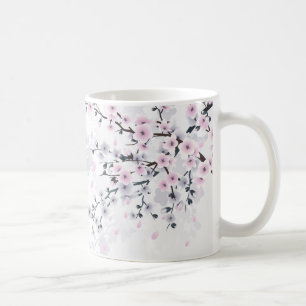Floral Cherry Blossom Dusky Pink Mauve Koffiemok