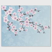 Floral Cherry Blossom Dusty Pink Bleek Blue Cadeaupapier (Vlak)