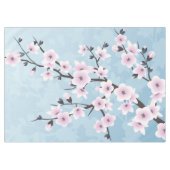 Floral Cherry Blossom Dusty Pink Bleek Blue Tafelkleed (Voorkant (Horizontaal))