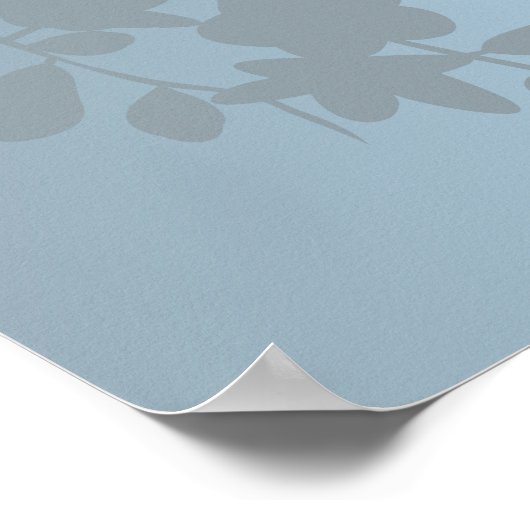 Floral Cherry Blossom Dusty Pink Blue Poster (Hoek)