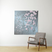 Floral Cherry Blossom Dusty Pink Blue Wandkleed (In Situ (horizontaal))