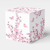 Floral Cherry Blossom en Butterflies Pink White Bedankdoosjes (Voorkant Zijde)