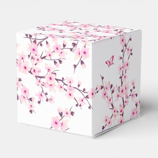 Floral Cherry Blossom en Butterflies Pink White Bedankdoosjes (Achterkant)