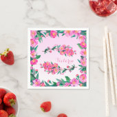 Floral Cherry Blossom Flowers Branch Pink Monogram Servetten (Insitu)