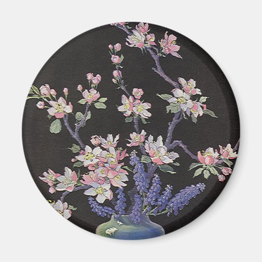  Floral, Cherry Blossom Flowers in een Vase Magneet (Voorkant)