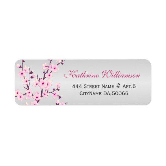 Floral Cherry Blossom Girl Baby shower Etiket (Voorkant)