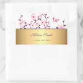 Floral Cherry Blossom Gold Rechthoekige Sticker (Tas)