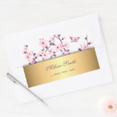 Floral Cherry Blossom Gold Rechthoekige Sticker (Envelop)