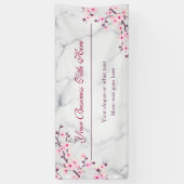 Floral Cherry Blossom Gray Marble Business Spandoek (Verticaal)