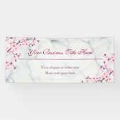 Floral Cherry Blossom Gray Marble Business Spandoek (Horizontaal)