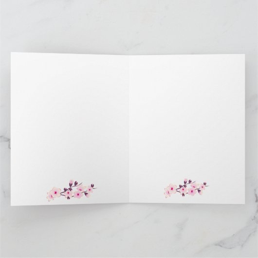 Floral Cherry Blossom Happy Birthday Kaart (Binnen)