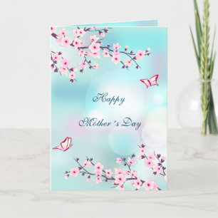 Floral Cherry Blossom Happy Moederdag Kaart