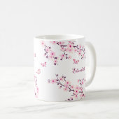 Floral Cherry Blossom Jouw naam Monogram Mok (Voorkant rechts)