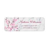 Floral Cherry Blossom Light Grey Marble Etiket (Voorkant)