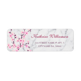Floral Cherry Blossom Light Grey Marble Etiket
