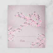 Floral Cherry Blossom Mauve Glitter Plaatskaartje (Buitenkant ongevouwen)