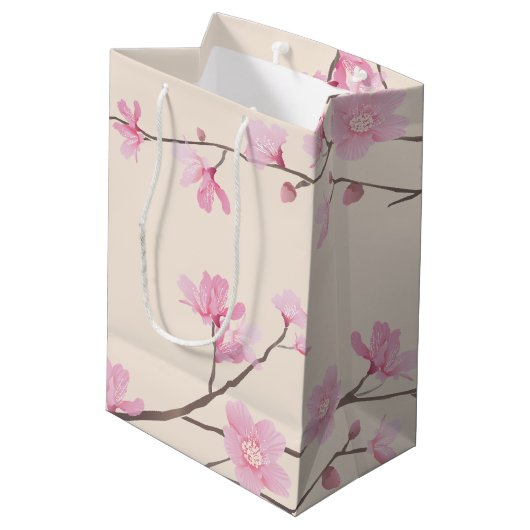 Floral Cherry Blossom Medium Cadeauzakje (Achterkant Gekanteld)