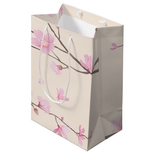 Floral Cherry Blossom Medium Cadeauzakje (Voorkant Gekanteld)