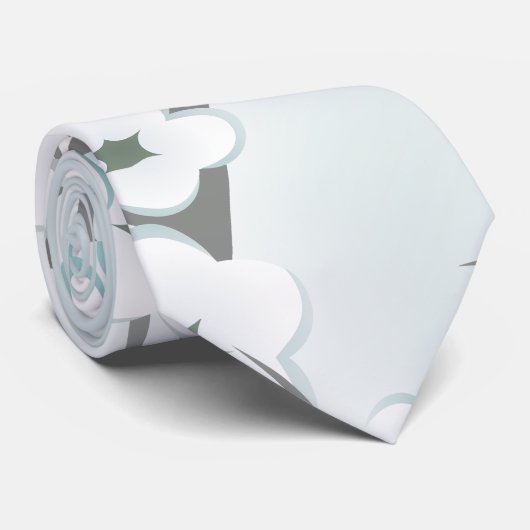 Floral Cherry Blossom Mint White Stropdas (Opgerold)