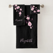 Floral Cherry Blossom Monogram Bath Bad Handdoek (Insitu)