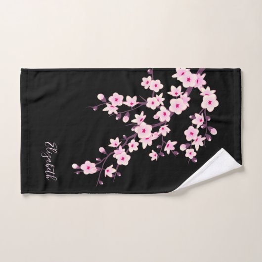 Floral Cherry Blossom Monogram Bath Bad Handdoek (Handdoek)