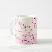Floral Cherry Blossom Monogram Koffiemok (Voorkant links)