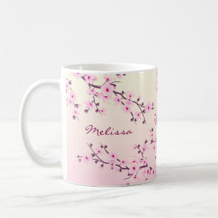 Floral Cherry Blossom Monogram Koffiemok