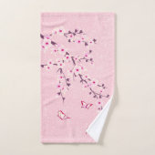 Floral Cherry Blossom Monogram Naam Roze Glitter Bad Handdoek (Handdoek)