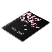 Floral Cherry Blossom Monogram Pink Black Notitieboek (Linkerzijde)