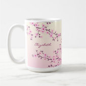 Floral Cherry Blossom Monogram Pink Girly Koffiemok (Links)